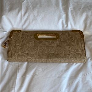 Beige & gold BCBG clutch